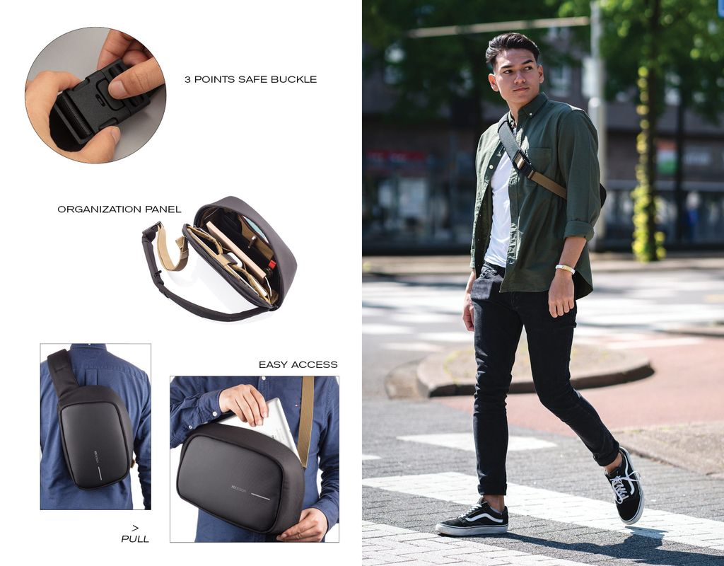 XDDESIGN Bobby Sling Bag in rPET material Black Saudi Gifts